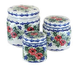 Cherry Red Bouquet 3 Piece Canister Set